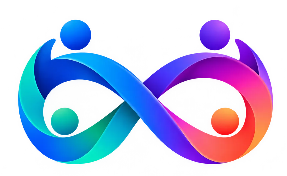 The Social Universe symbol: four people joined in an infinity loop